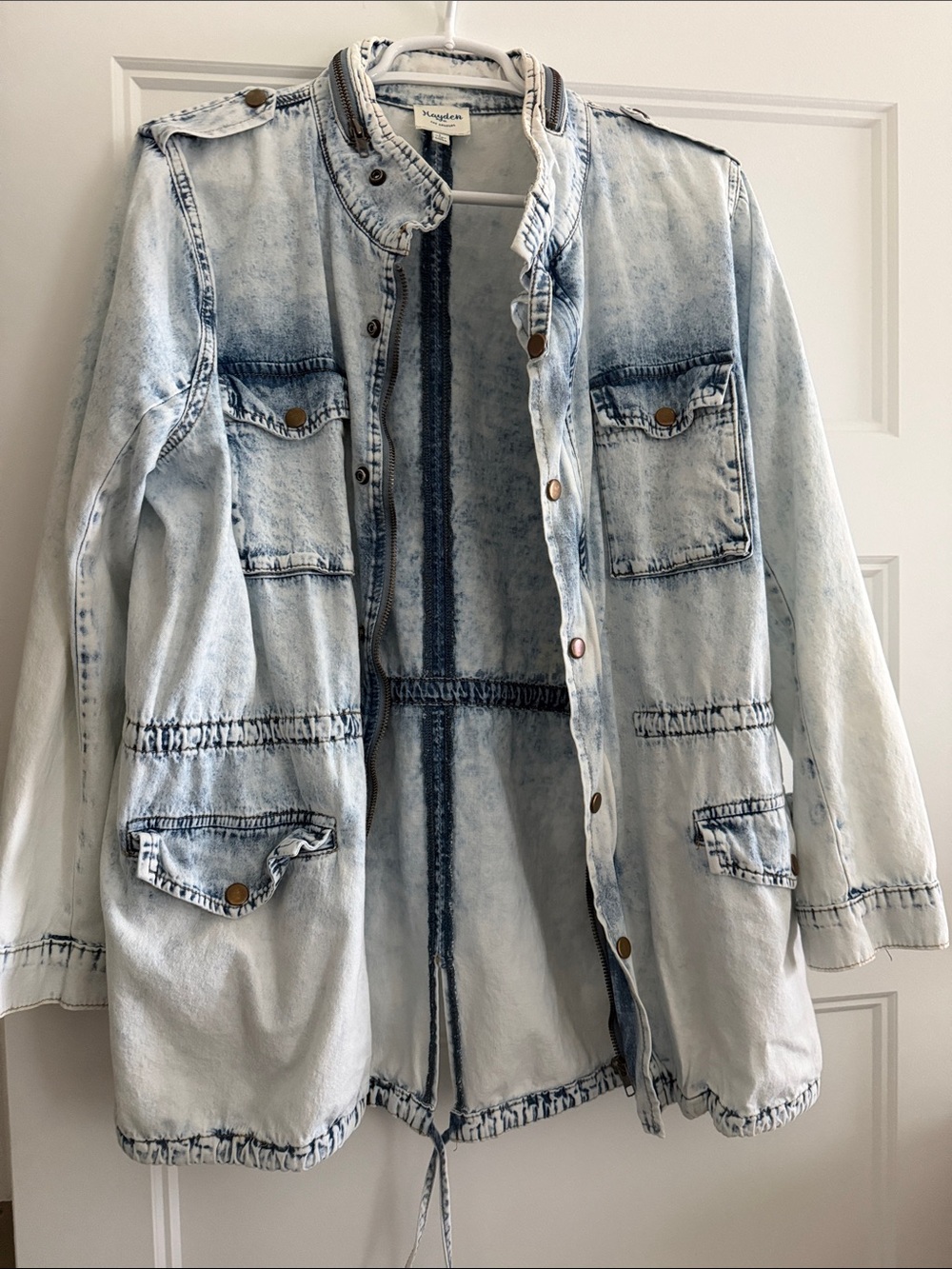 Light Wash Denim Utility Jacket - Unbranded